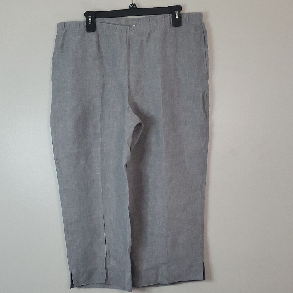 J. Jill Light Gray Wide Leg Linen-Blend Pants